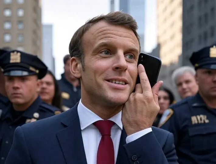 E. Macronas paskambino D. Trumpui, kai jo kortežas sustabdė eismą Niujorke