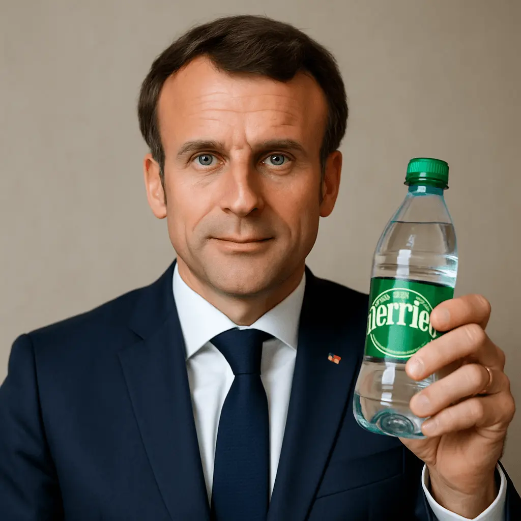 E. Macrono biuras įsivėlė į didelį „Perrier“ mineralinio vandens skandalą