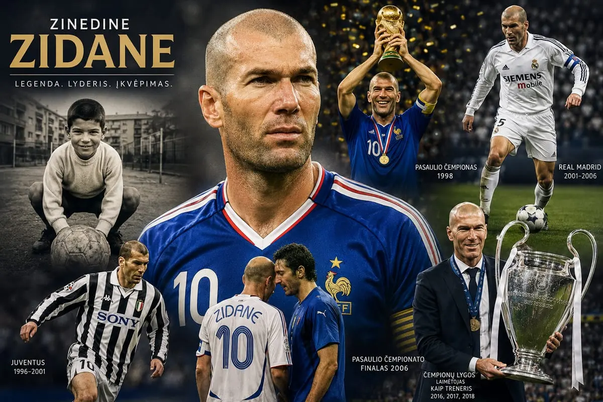Nuo Marselio priemiesčių iki pasaulio čempiono: Z. Zidane'as tapo viena didžiausių futbolo legendų istorijoje