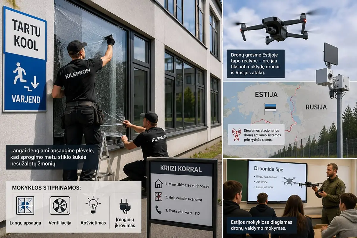 Estija mokyklų langus dengia apsaugine plėvele: dronų karas jau keičia vaikų saugumo taisykles