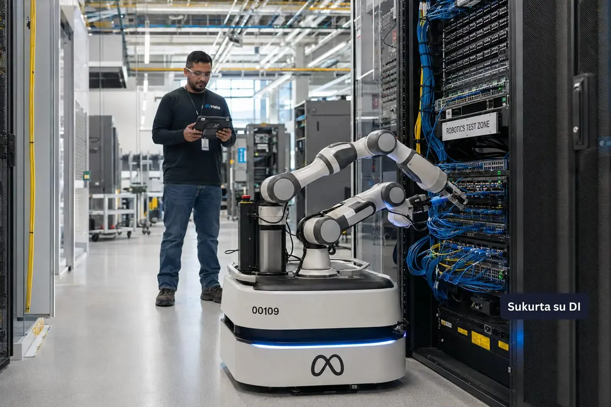 „Meta“ duomenų centruose bando robotines rankas: manoma kad jos pakeis apie 80 procentų dabartinių darbuotojų