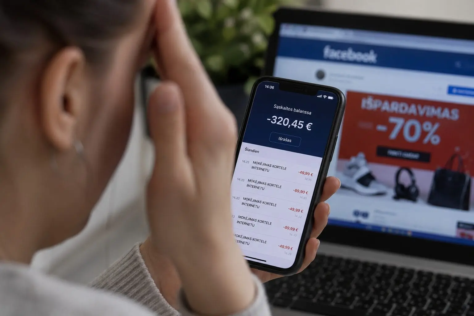 Tik paspaudė reklamą „Facebook“: po kelių minučių sąskaitoje – šimtų eurų „skylė“