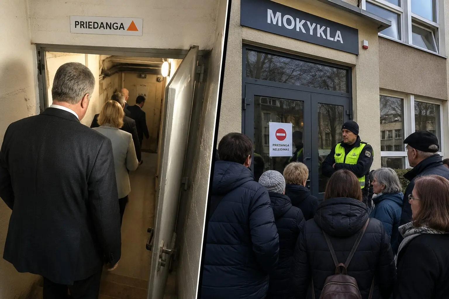 Seimo nariai puolė slėptis, o gyventojų į priedangą mokykloje neįleido? Savivaldybė prabilo apie nesklandumus