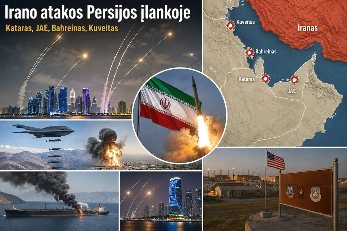 Iranas smogė JAV bazėms Persijos įlankoje: Kataras, JAE, Bahreinas ir Kuveitas įjungė oro gynybą