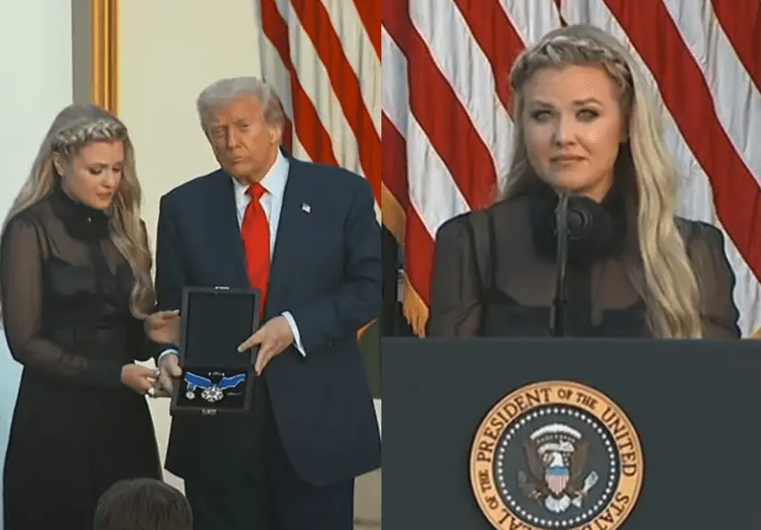 Baltųjų rūmų Rožių sode – Laisvės medalis Charlie Kirk: jį atsiėmė žmona Erika