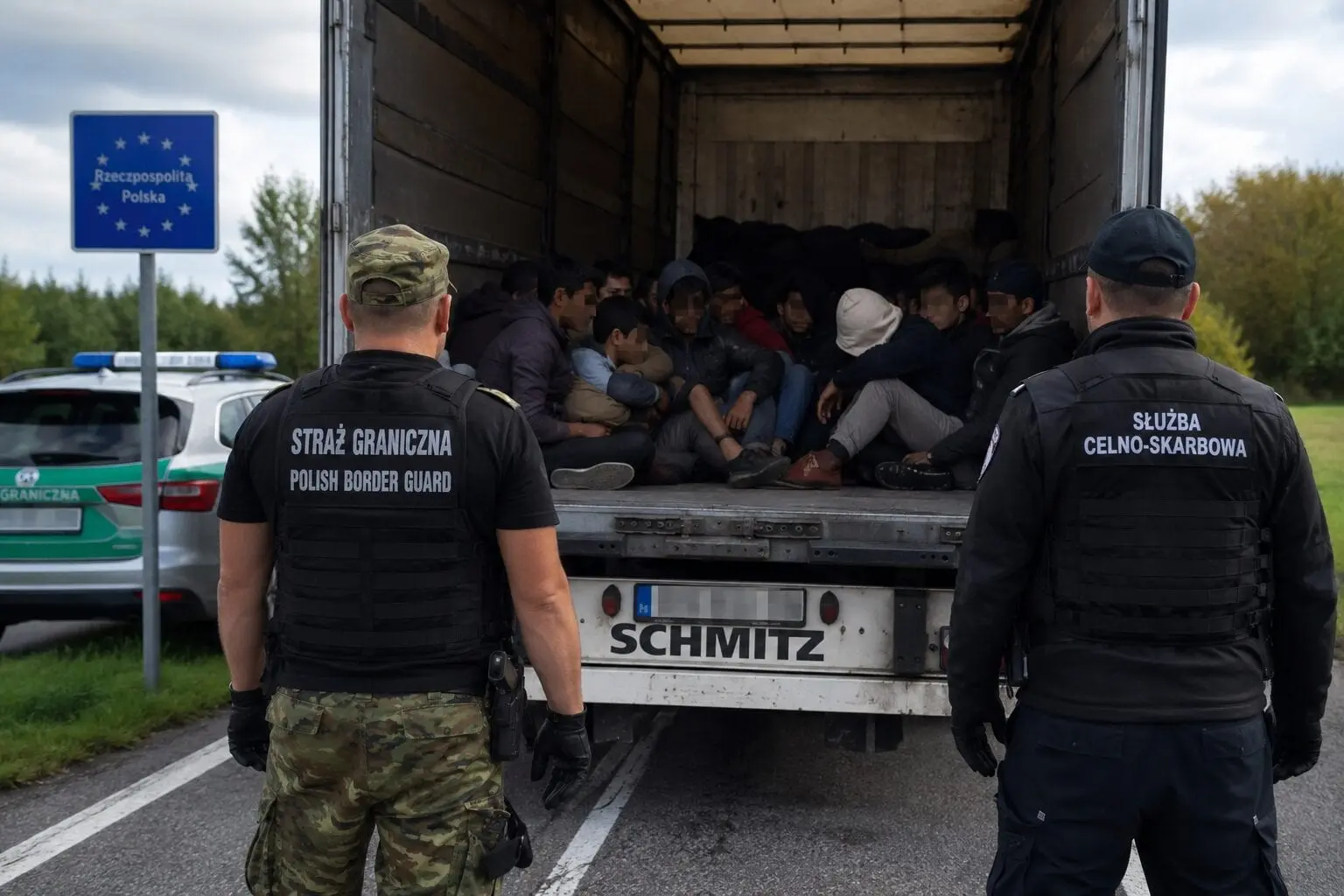 Prie Lietuvos sienos – šokiruojantis migrantų „krovinys“: vilkike aptikti 27 žmonės