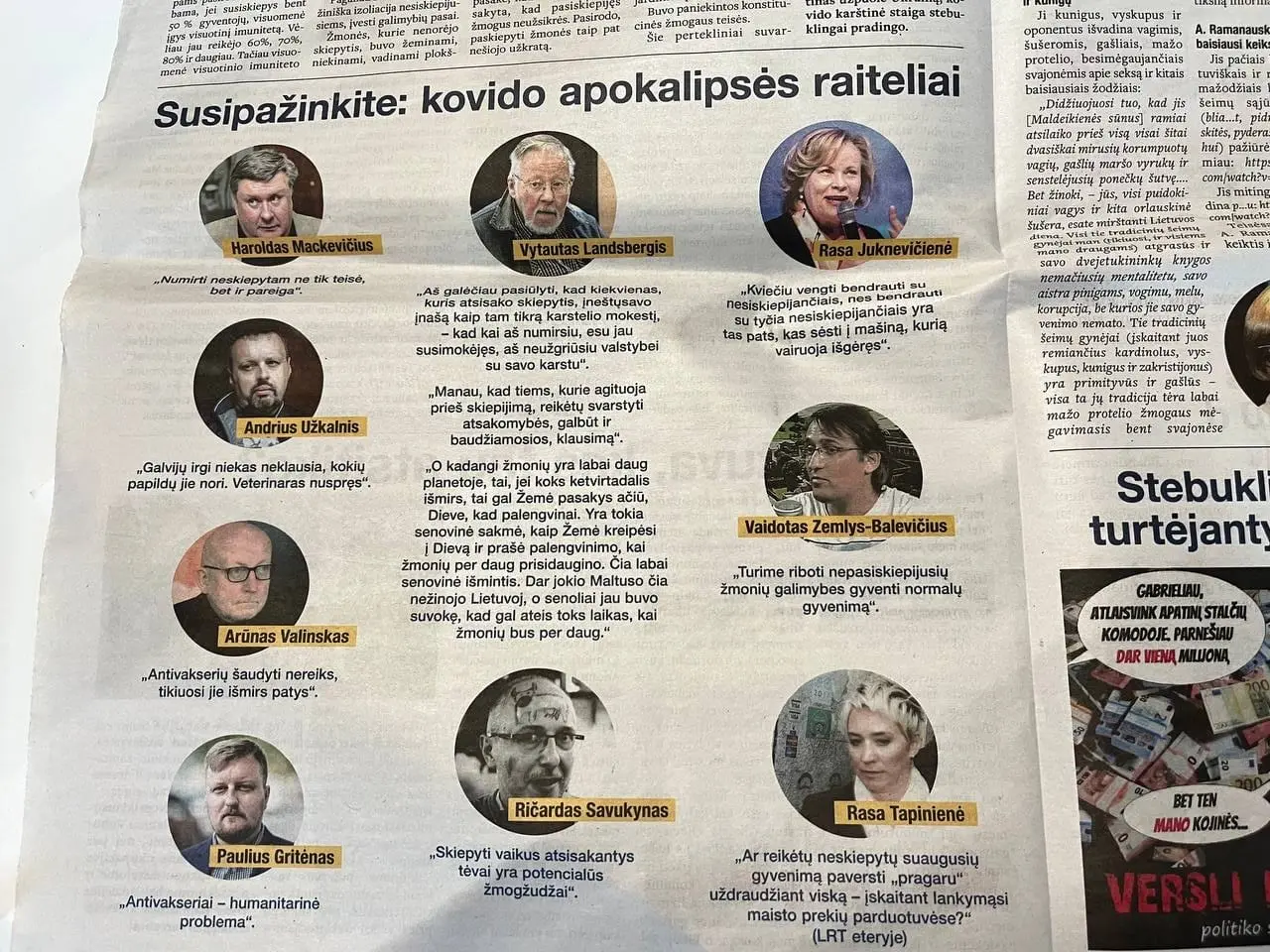 Neužmirškite: V. Landsbergio „karstelio mokestis“, R. Tapinienės „pragaras nesiskiepijantiems“ ir kiti COVID-19 perlai