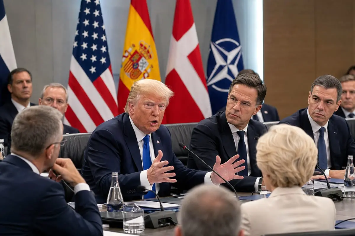 D. Trumpas NATO viršūnių susitikimą pavertė politiniu šou: Iranas, Ispanija ir Grenlandija