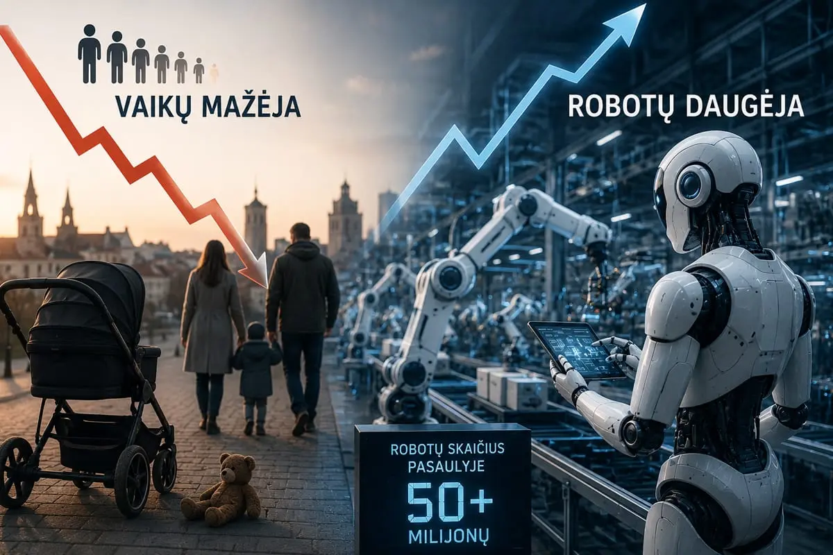 Robotų daugėja, vaikų mažėja: Ž. Mauricas perspėja dėl naujos demografinės realybės