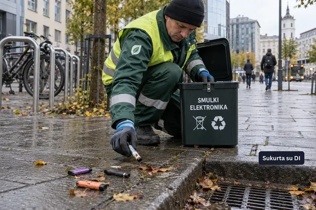 Vienkartinių elektroninių cigarečių atliekos Lietuvoje: ličio baterijos ir plastikas teršia miestų aplinką