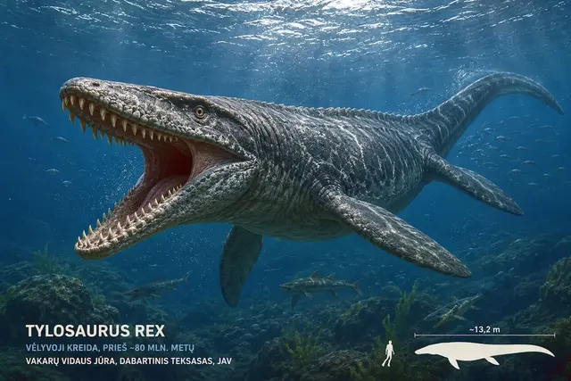 Jūrinis „T-REX“ iš Teksaso: mokslininkai aprašė milžinišką plėšrūną su įspudingais dantimis