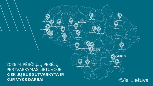 „Via Lietuva“ šiemet atnaujins daugiau nei 100 pėsčiųjų perėjų visoje Lietuvoje