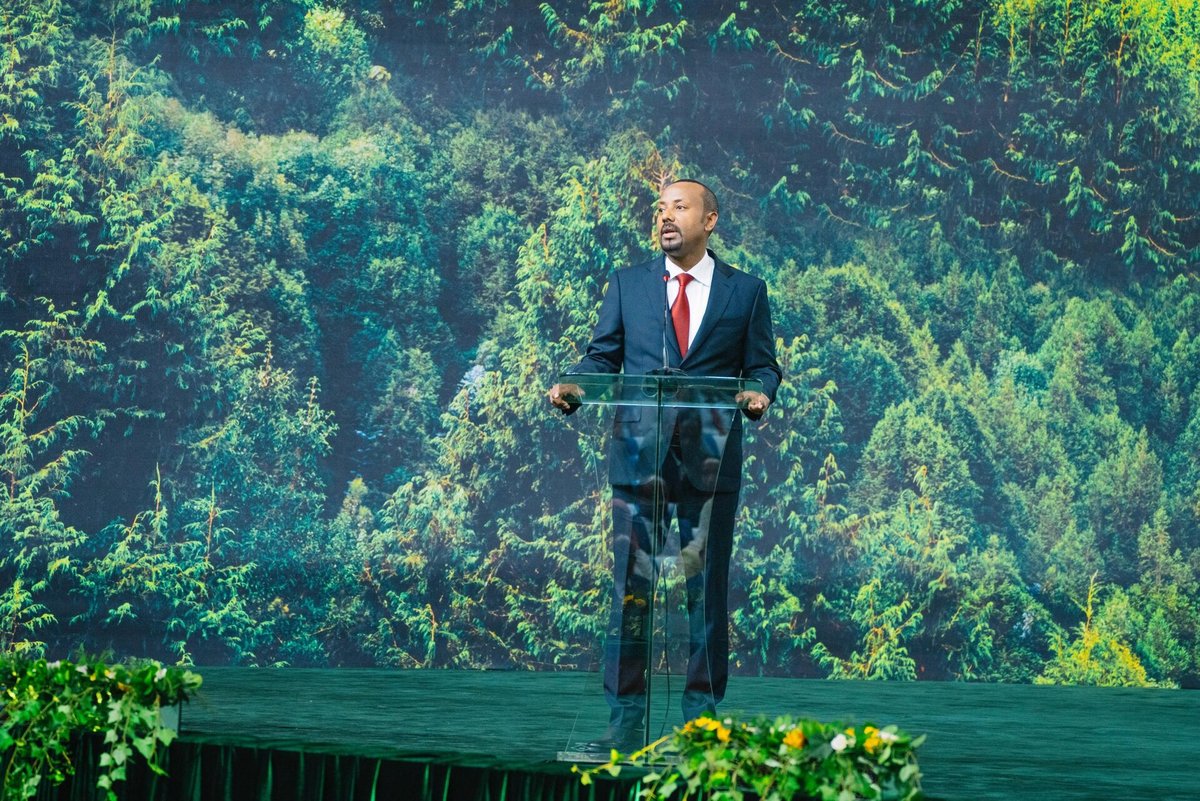 Etiopijos premjeras Abiy Ahmedas kalba scenoje
