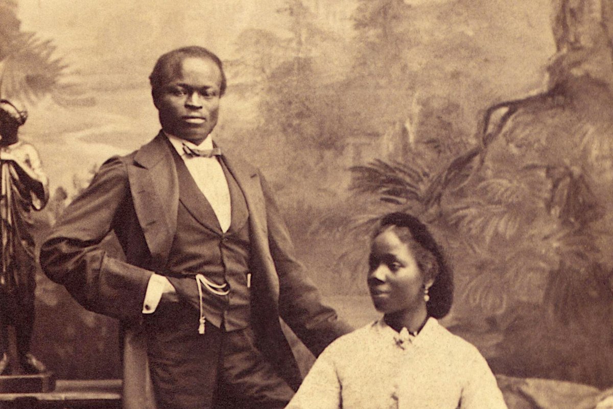 Sarah Forbes Bonetta ir jos vyras James Pinson Labulo Davies XIX a. fotografijoje