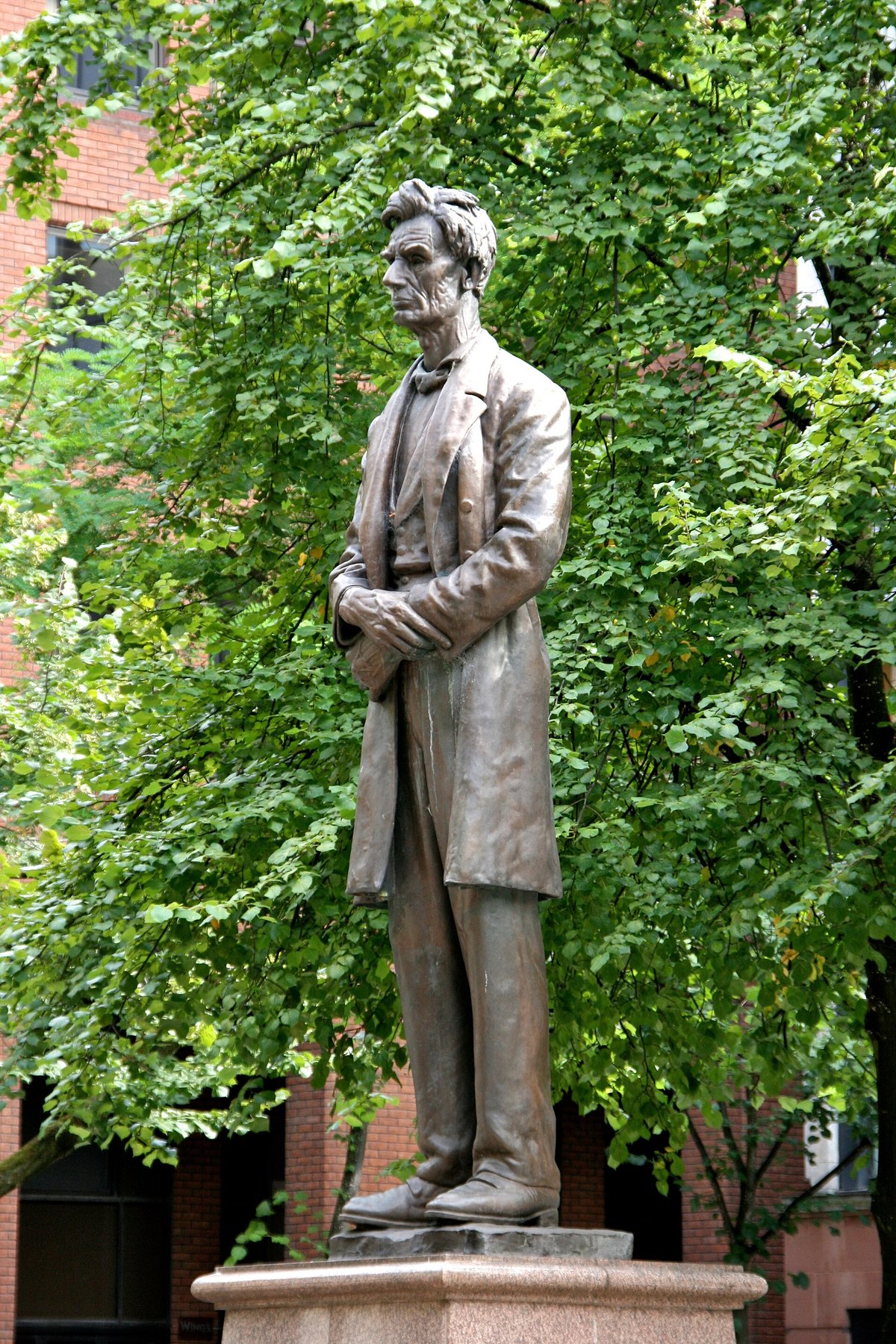Abrahamo Lincolno statula Lincolno aikštėje Mančesteryje