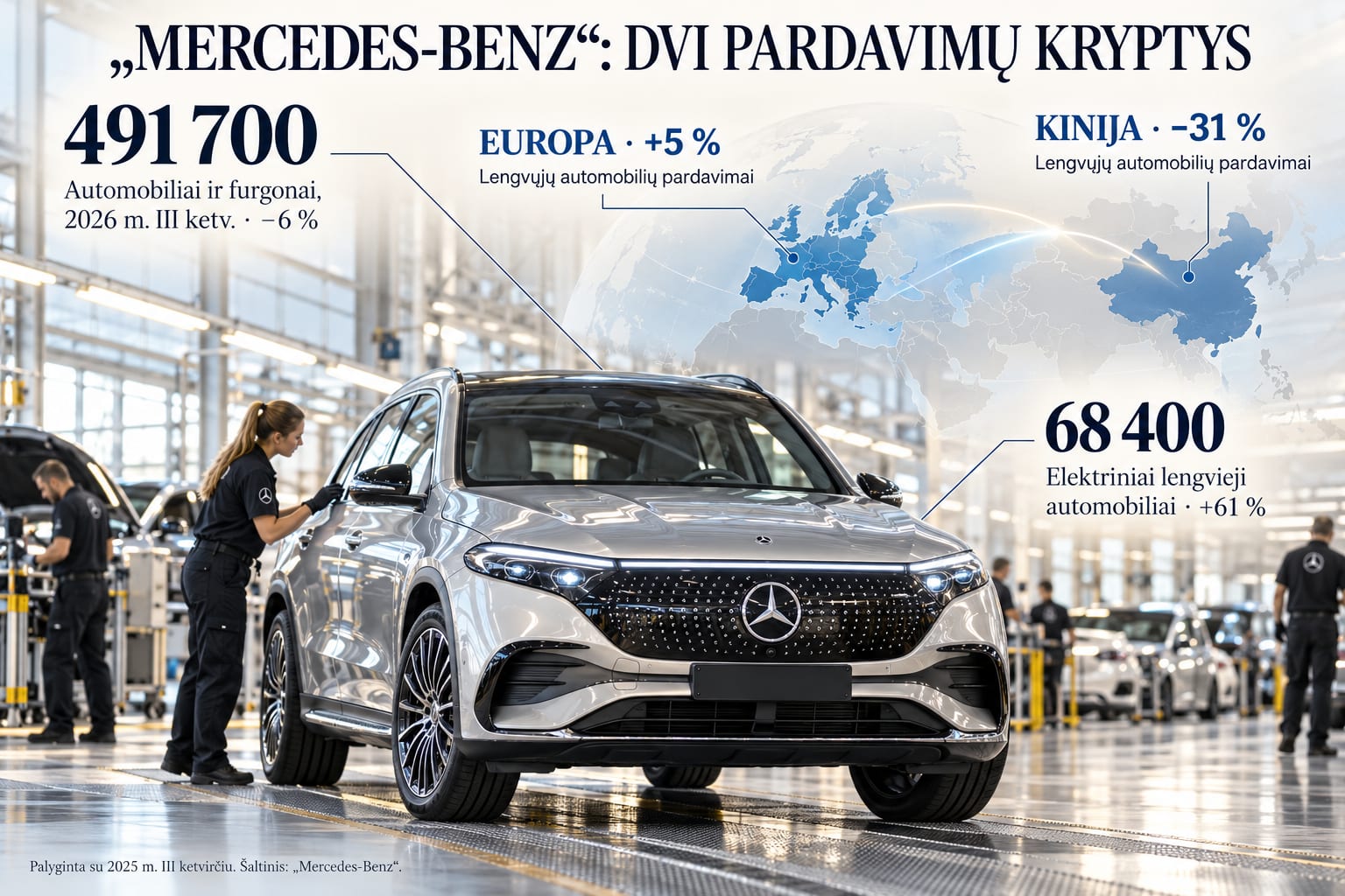 Elektrinių „Mercedes-Benz“ lengvųjų automobilių pardavimai pasiekė rekordą