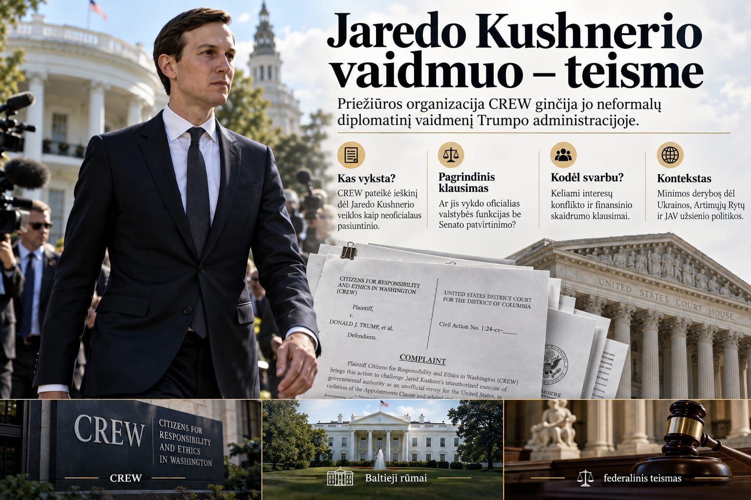 Ginčas dėl Jaredo Kushnerio vaidmens Donaldo Trumpo administracijoje