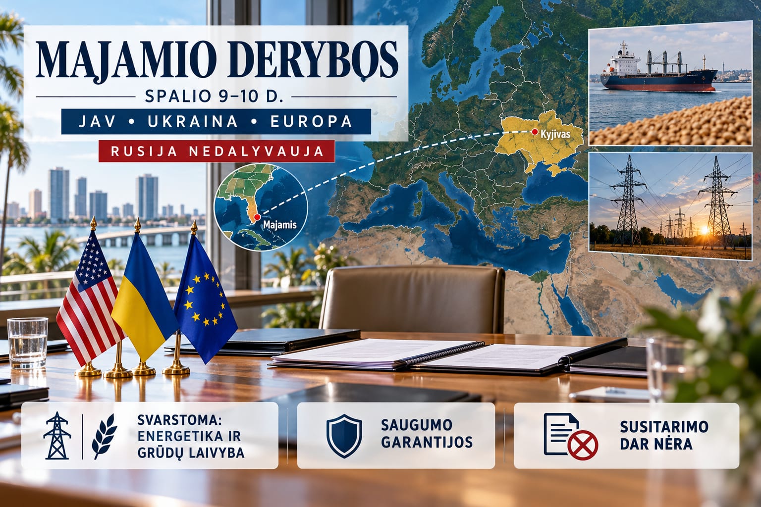 Majamyje prie derybų stalo susės JAV, Ukrainos ir Europos atstovai