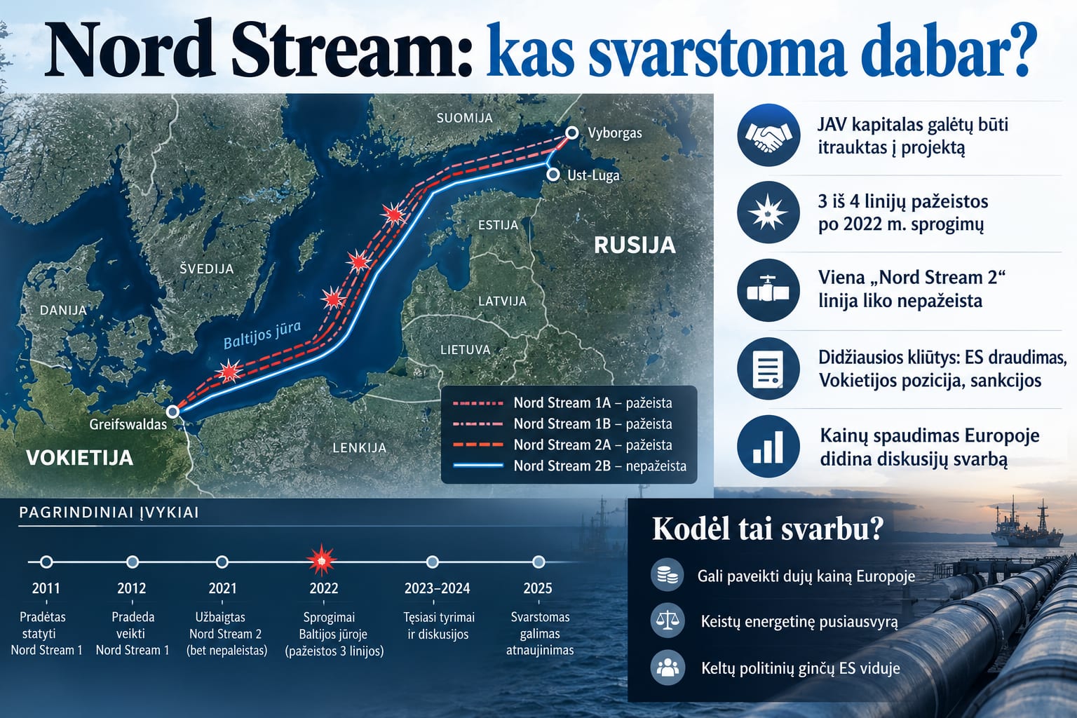 Rusijai „Nord Stream“ atnaujinimas reikštų strateginį sugrįžimą į Europos energetikos rinką