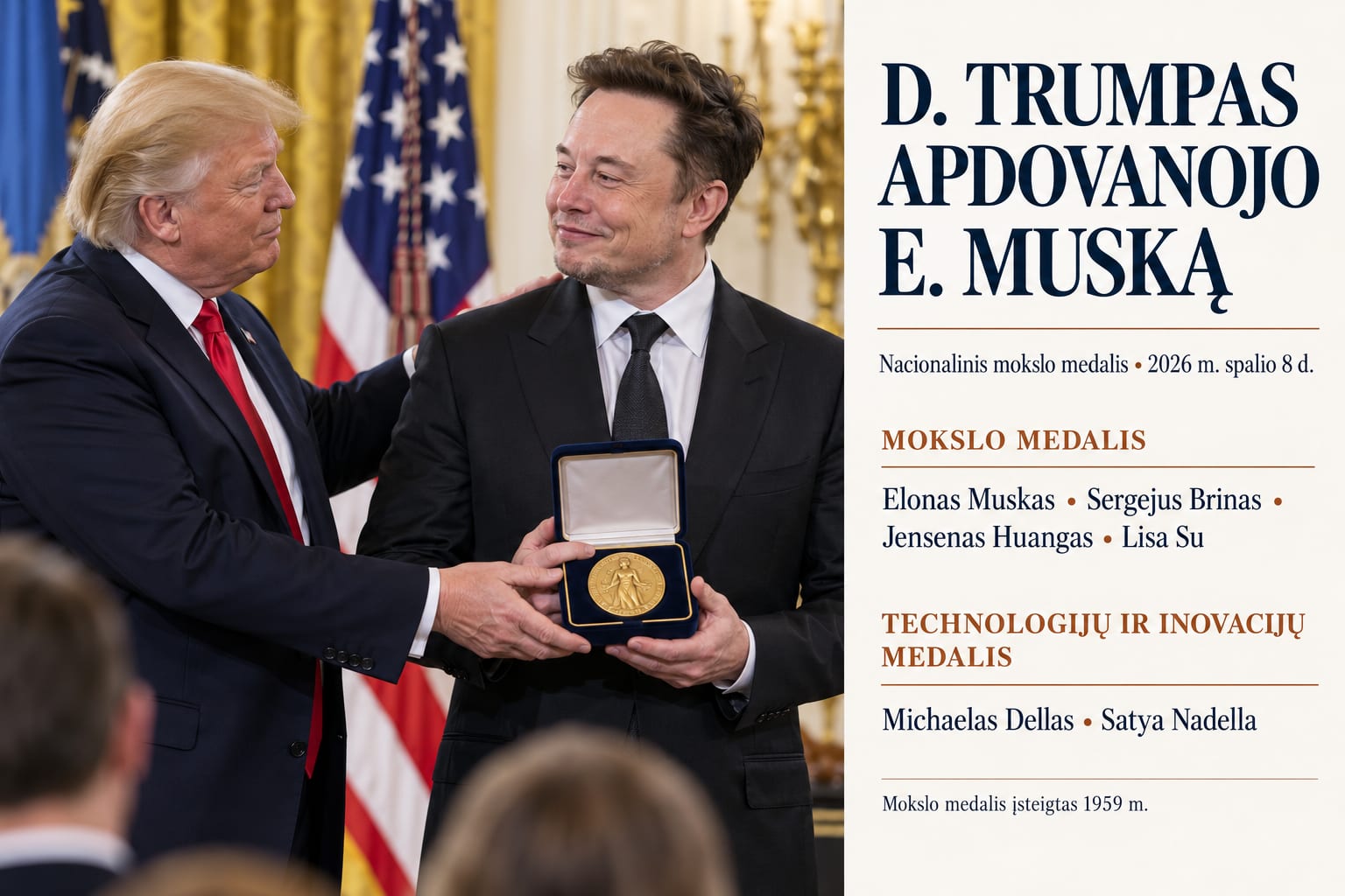E. Muskas apdovanotas Nacionaliniu mokslo medaliu