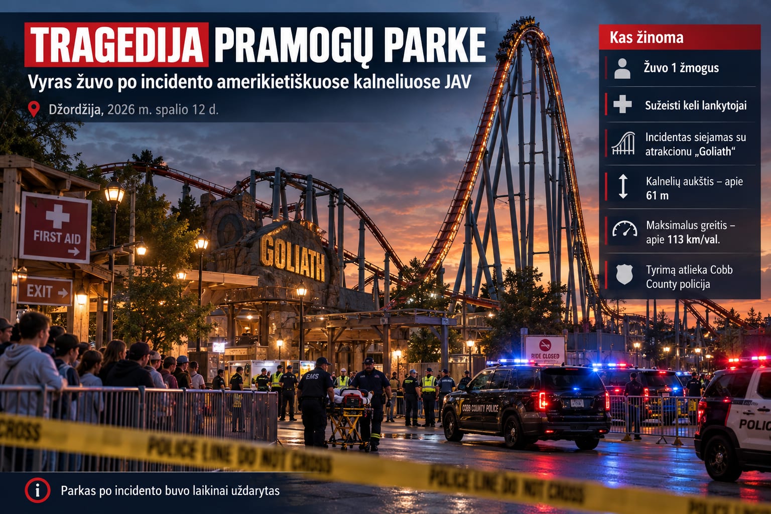 Tragedija Six Flags Over Georgia pramogų parke