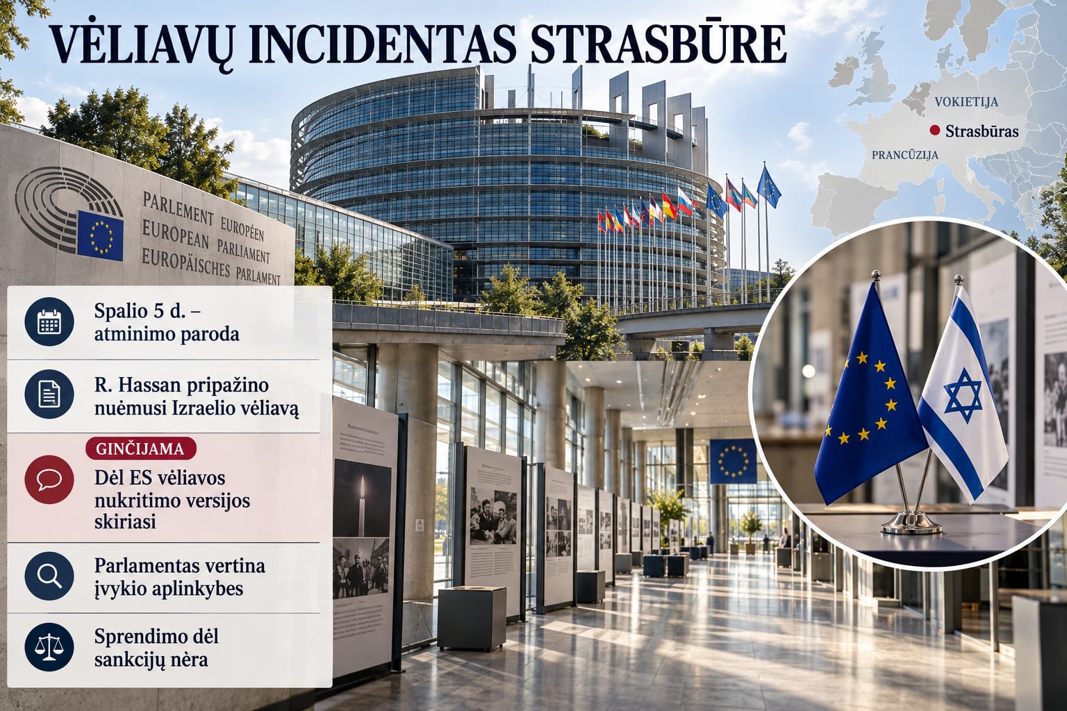 Rima Hassan pašalino Izraelio vėliavą iš parodos Europos Parlamente