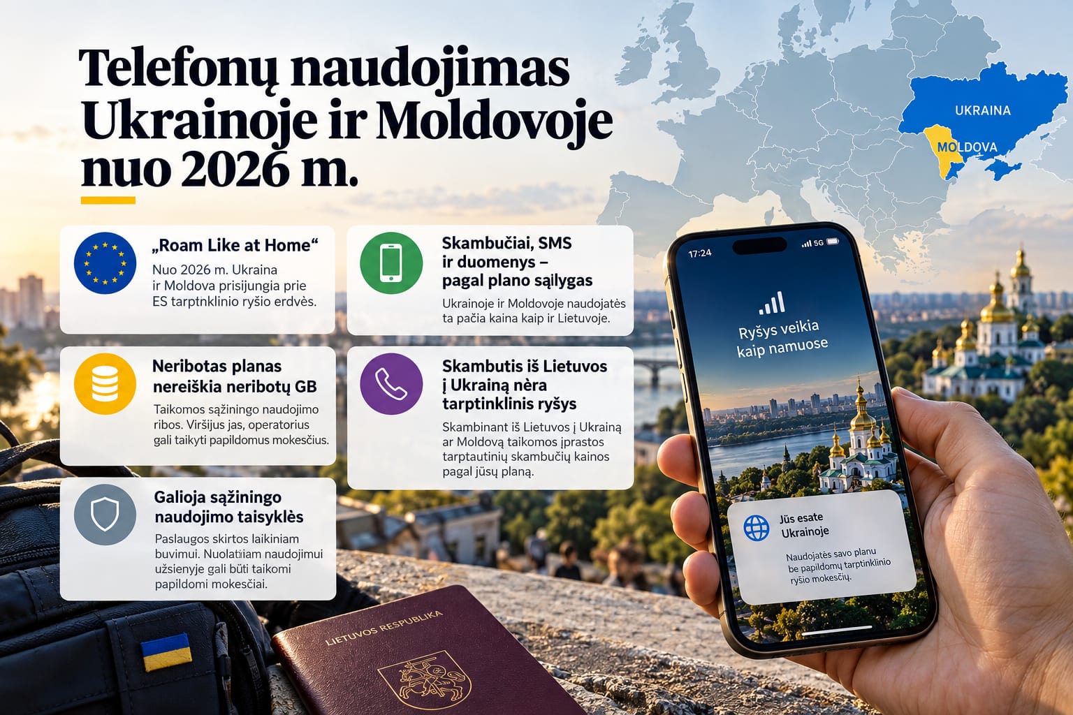 Telefonų naudojimas Ukrainoje ir Moldovoje