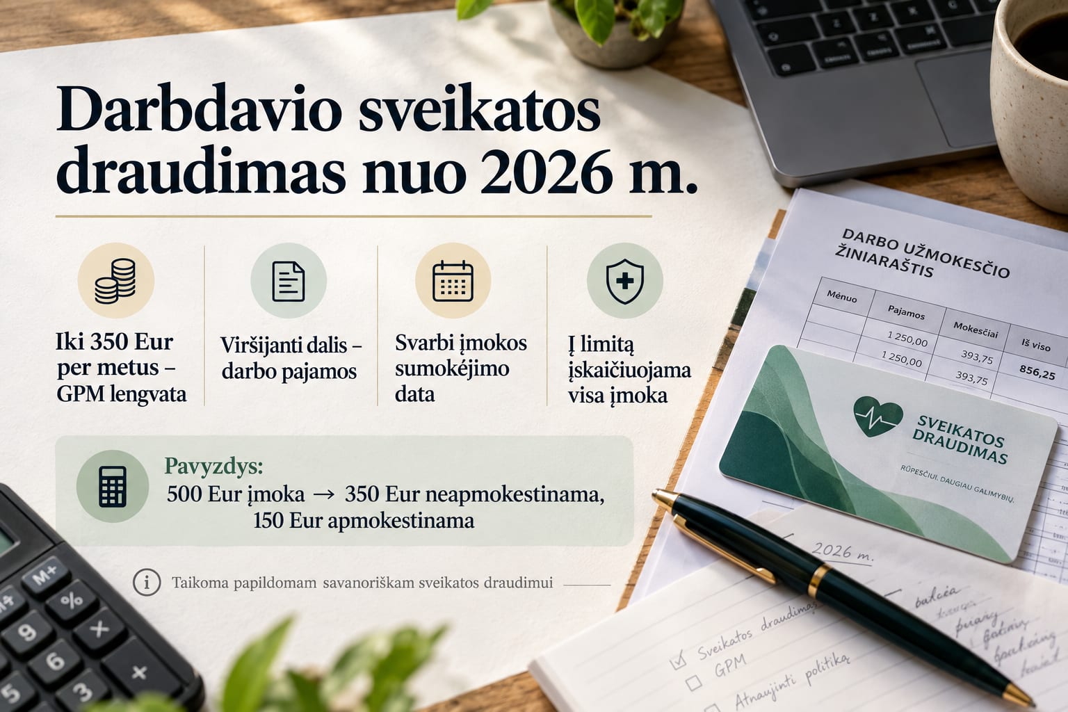 350 eurų riba sveikatos draudimui
