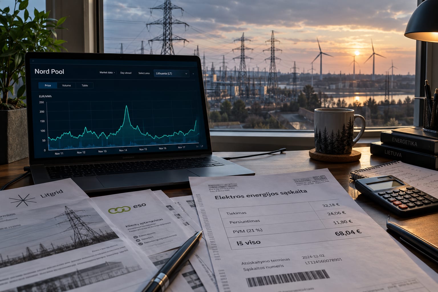 Biržos kaina ir elektros sąskaita