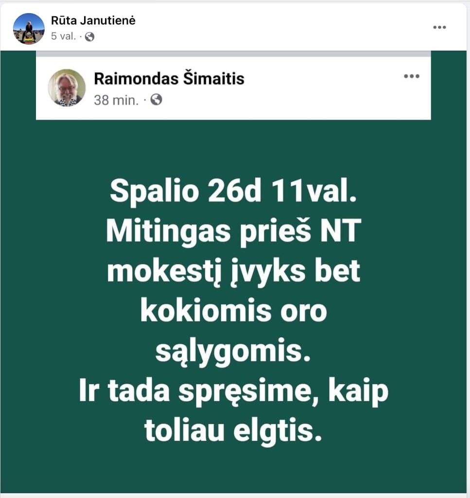 R. Janutienės įrašas feisbuke