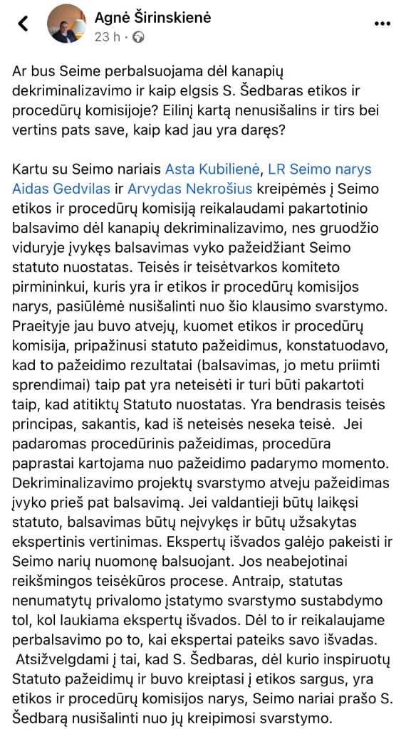 A. Širinskienės pasisakymas