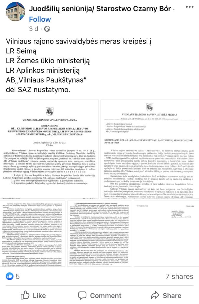Juodšilių seniūnijos pasisakymas