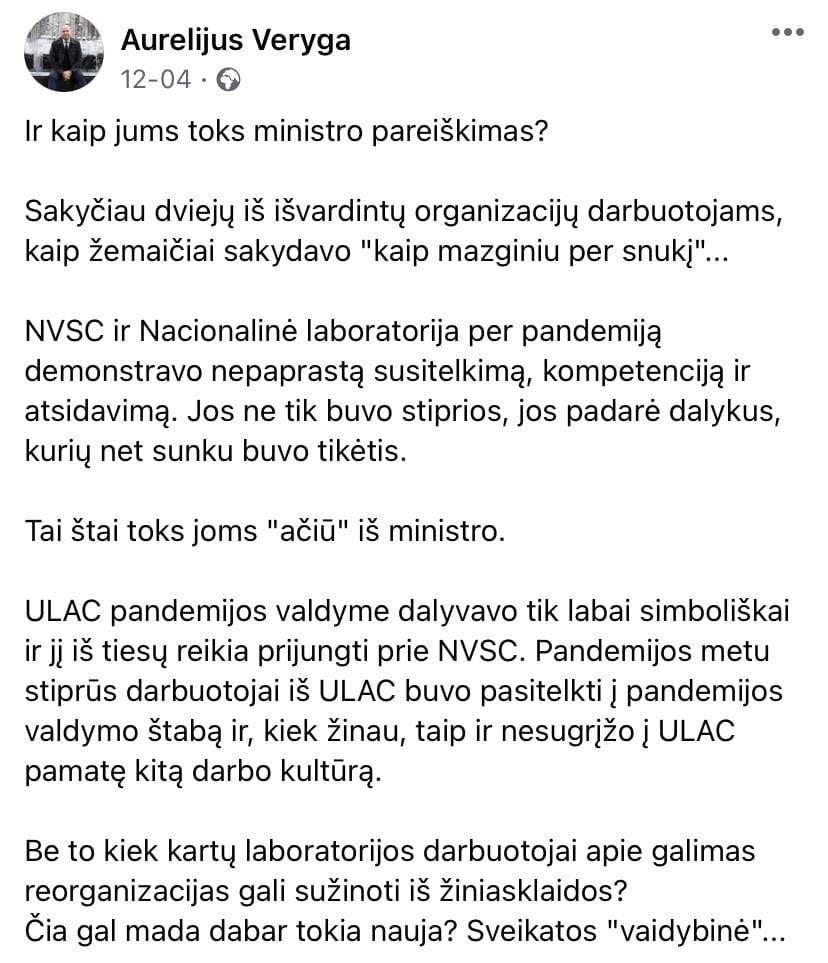 A. Verygos pasisakymas