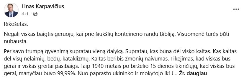 L. Karpavičiaus pasisakymas
