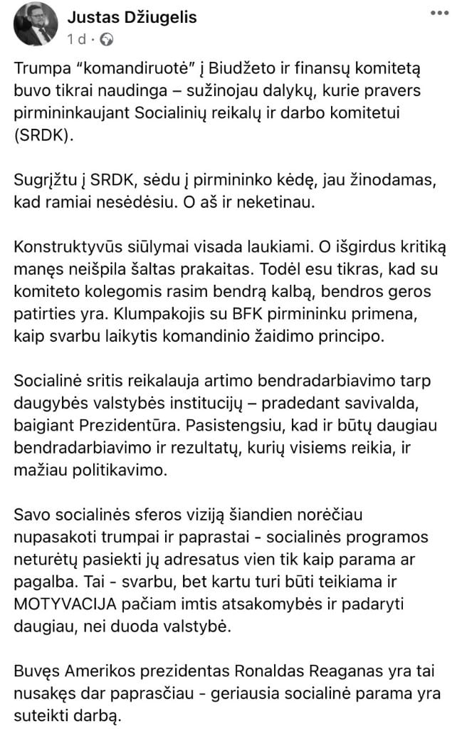 J. Džiugelio pasisakymas