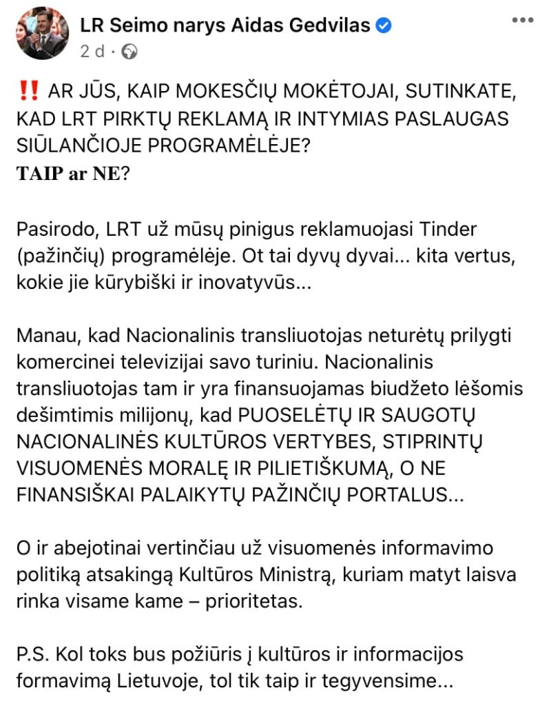A. Gedvilo pasisakymas