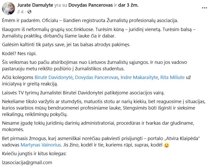 J. Damulytės pasisakymas