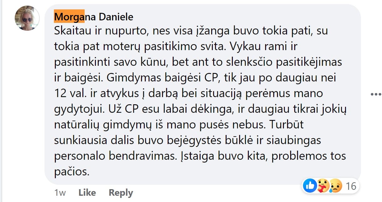 M. Danielės komentaras apie medikus