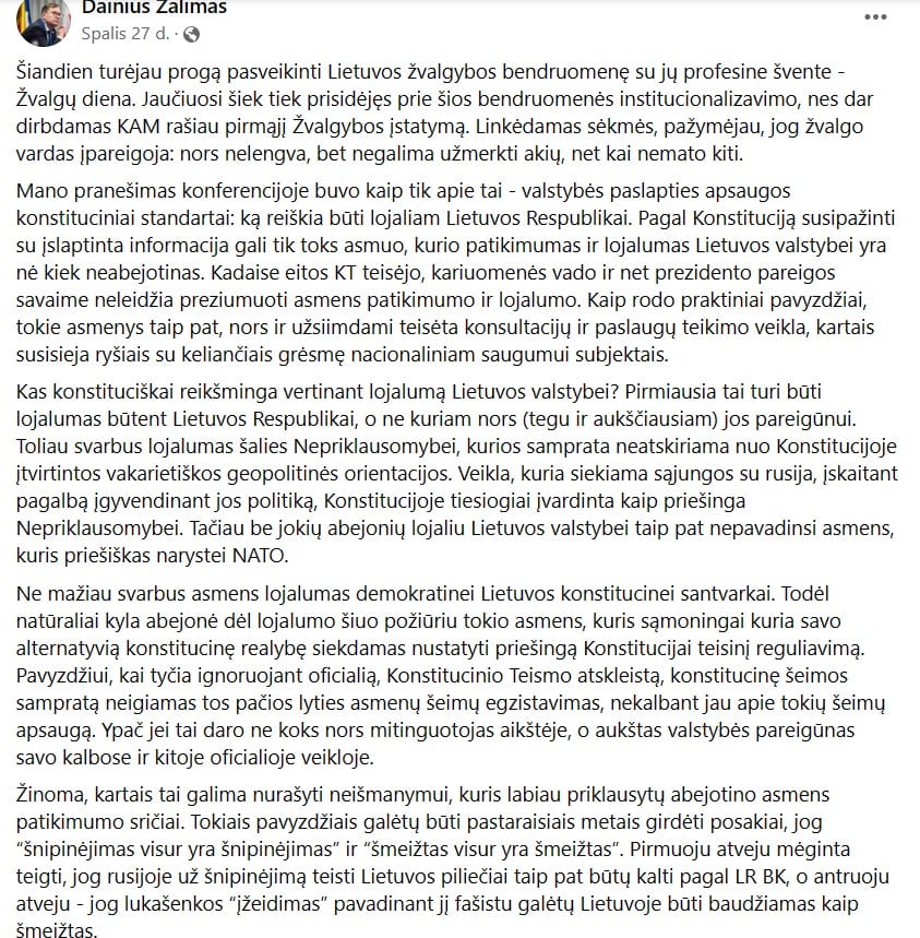 D. Žalimo pasisakymas