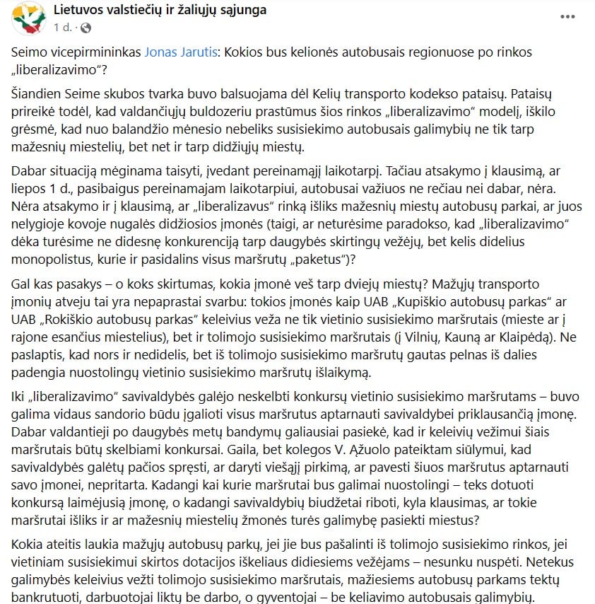LVŽS pasisakymas