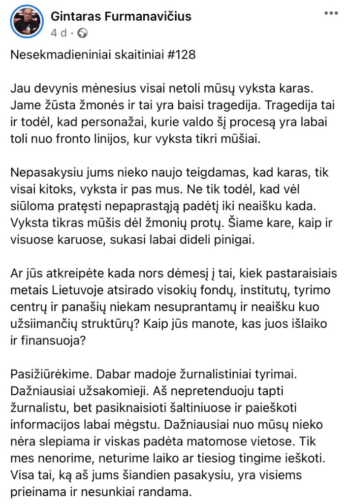 G. Furmanavičiaus pasisakymas