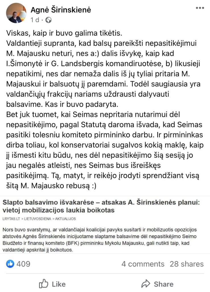 A. Širinskienės pasisakymas