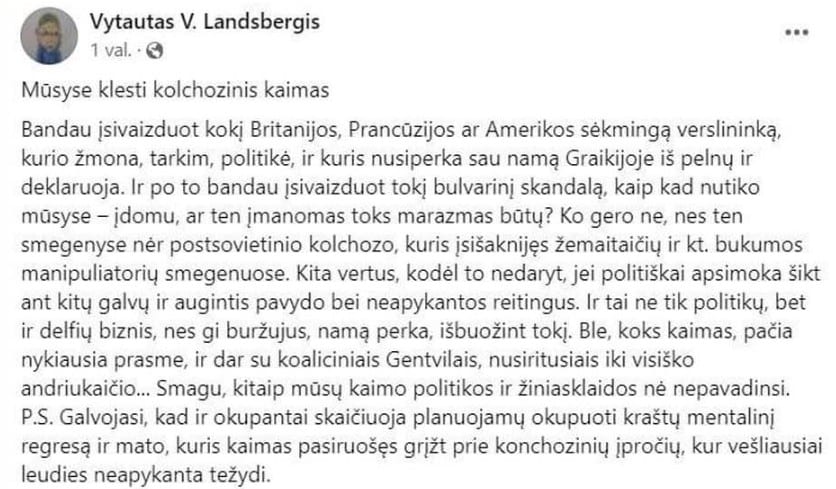 Vytauto V.Landsbergio pasisakymas