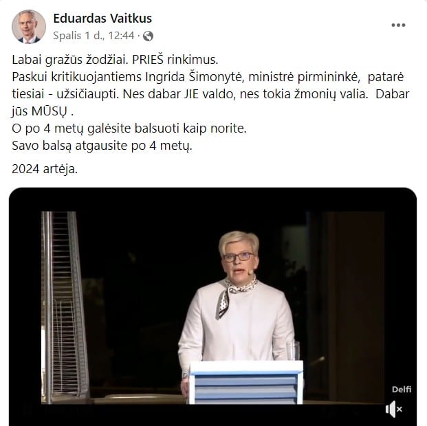 E. Vaitkaus pasisakymas