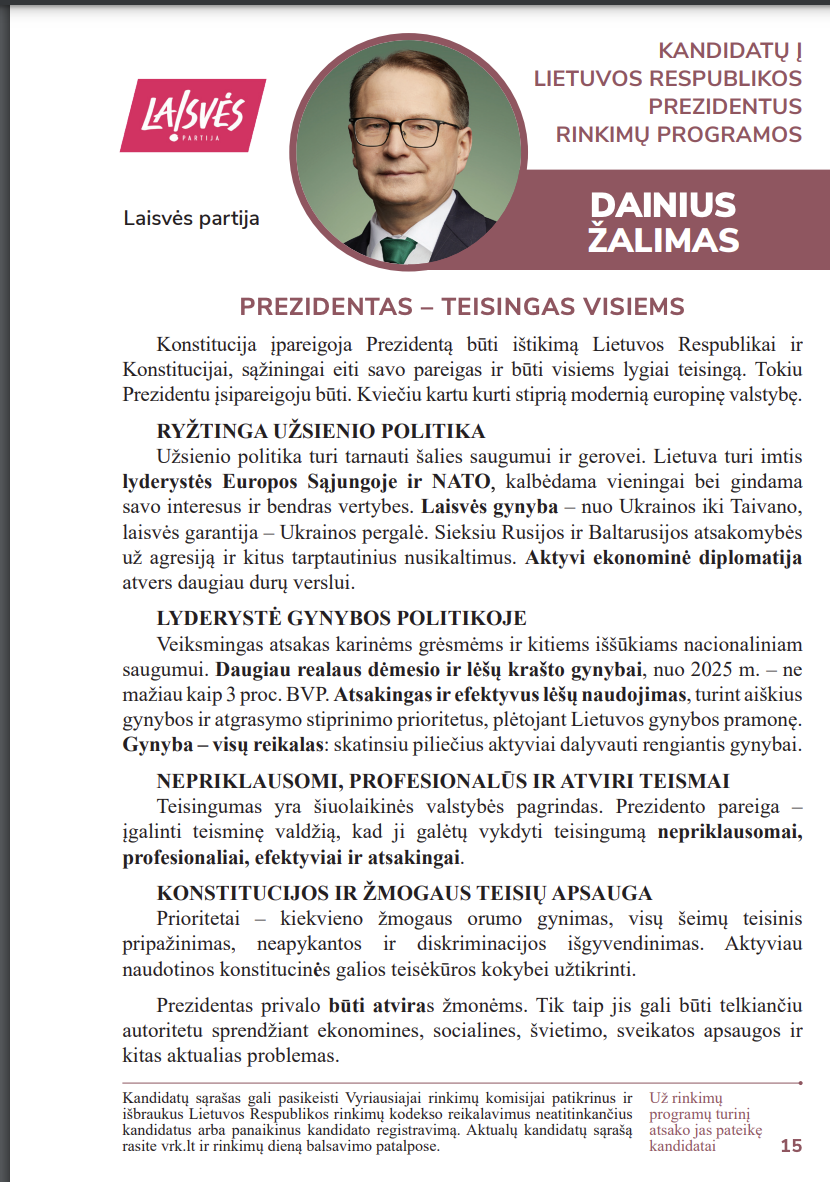 D. Žalimo programa