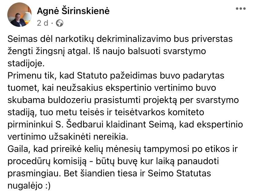 A. &Scaron;irinskienės pasisakymas