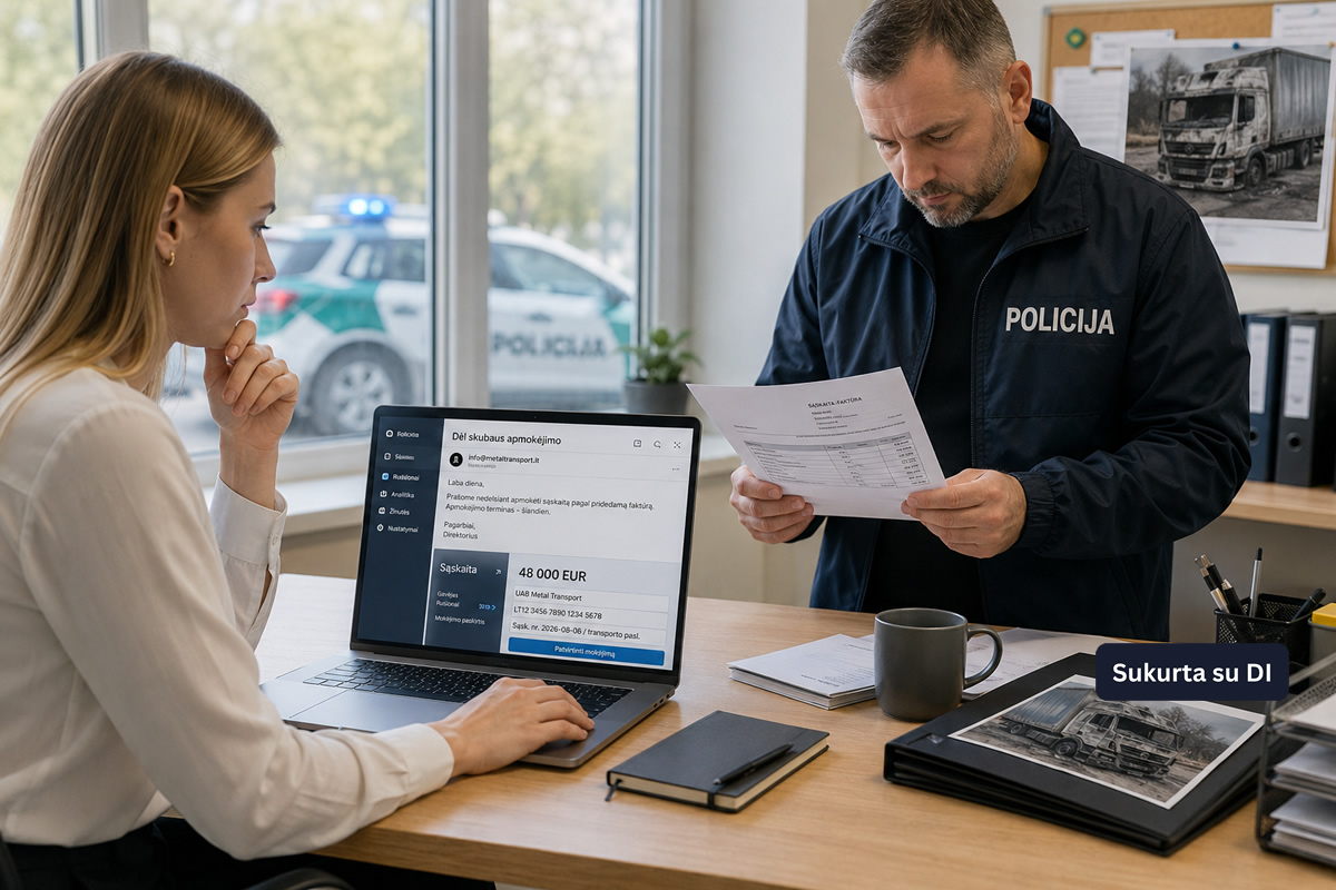 Policijos suvestinė: Įmonė pervedė 48 000 eurų pagal suklastotus rekvizitus, mažametė iškrito pro langą