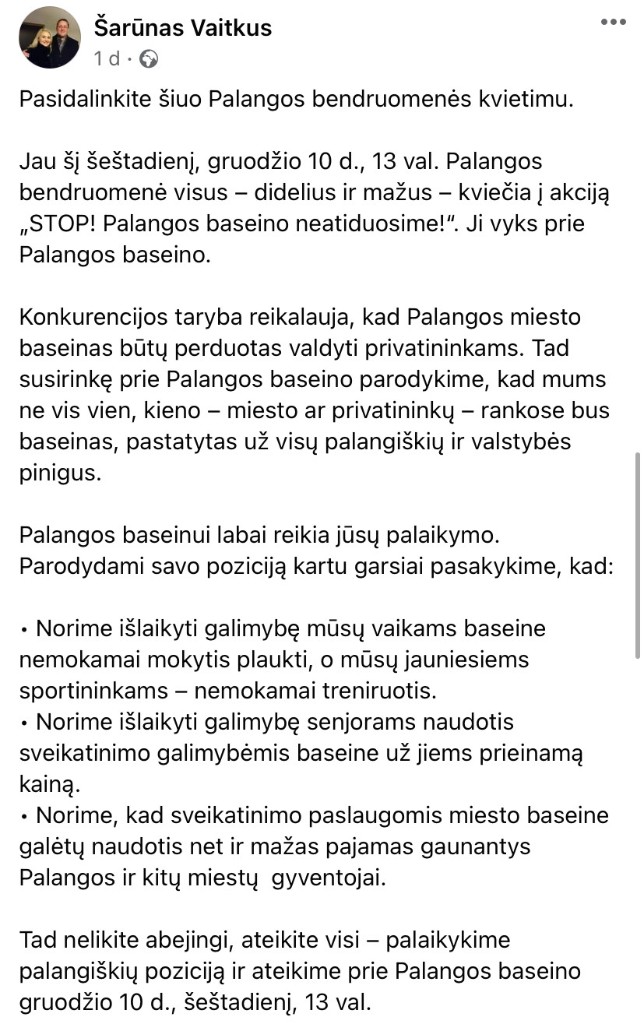 Š. Vaitkaus pasisakymas