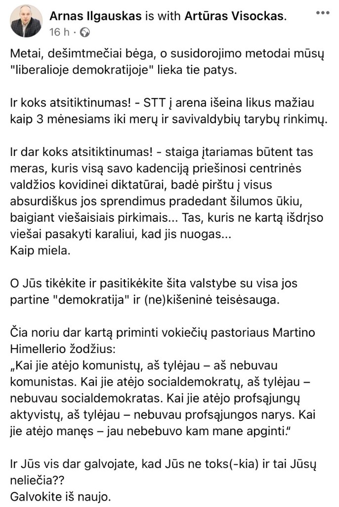 A. Ilgausko pasisakymas