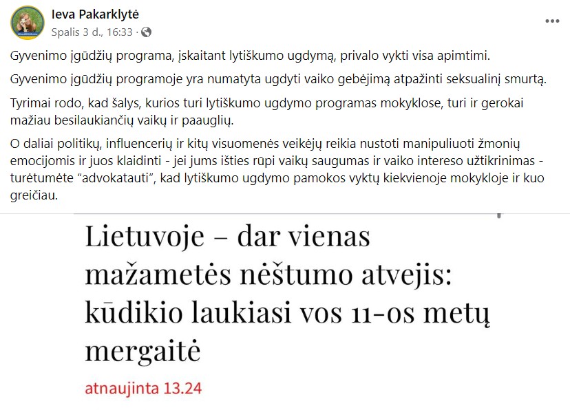 I. Pakarklytės pasisakymas